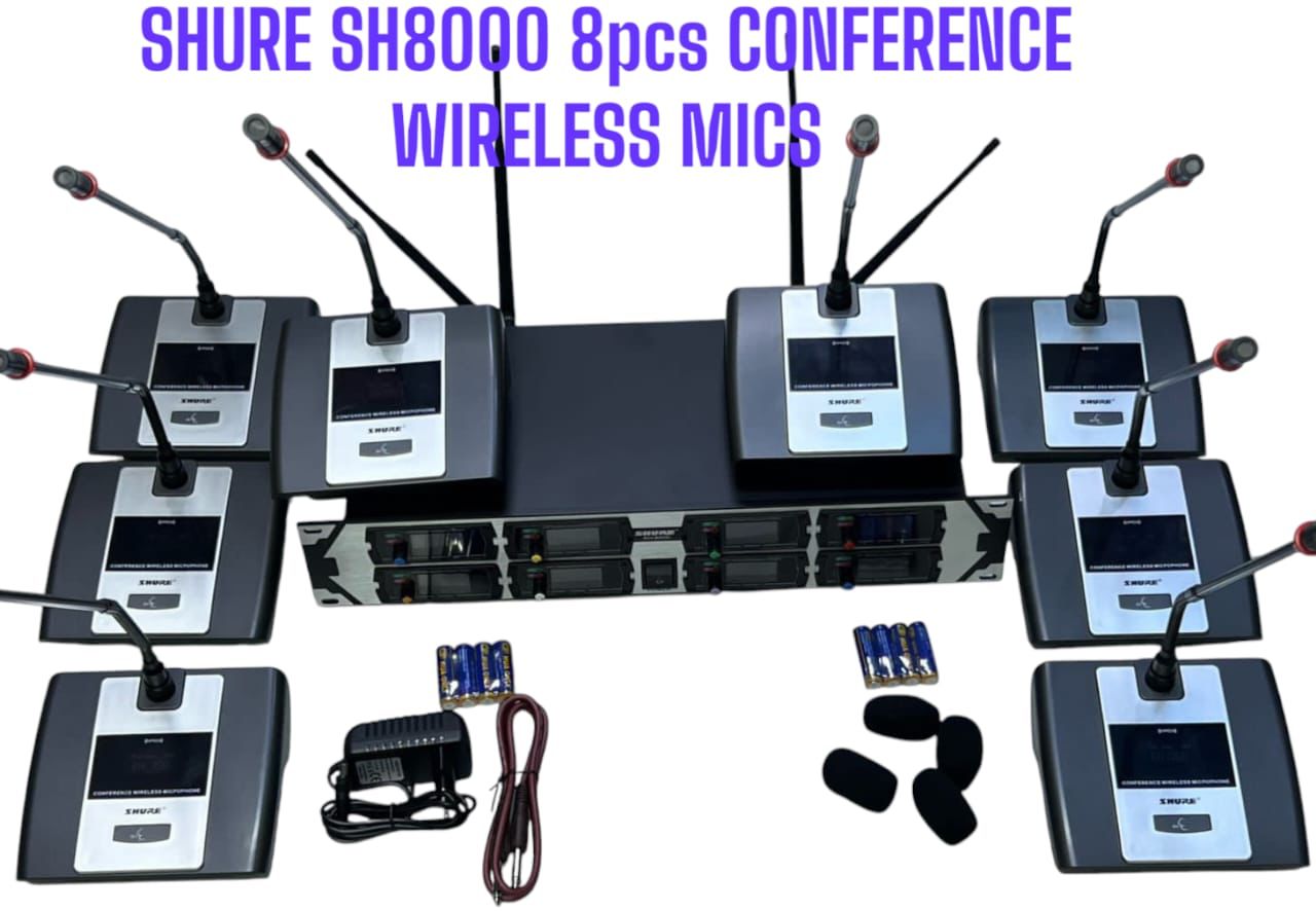 SHURE 8000 Wireless Conference Microphone System – 8-Channel Gooseneck Mics
