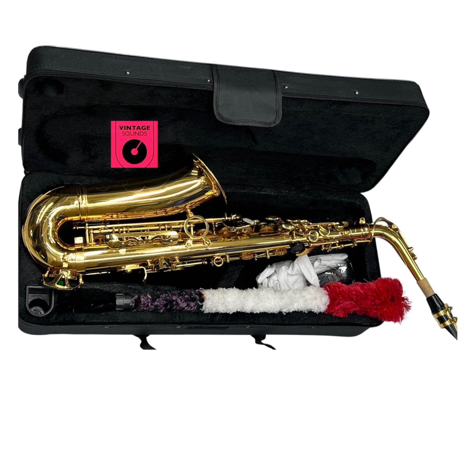 Yamaha Standard Alto Saxophone Kit – Eb Student Model with Gold Lacquer Finish, High F# Key, and Yamaha 4C Mouthpiece
